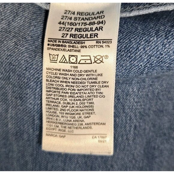 Gap High Rise Wide Leg Trouser Jeans Light Indigo Blue 27 4R Raw Hem 760313-00 - Picture 11 of 13